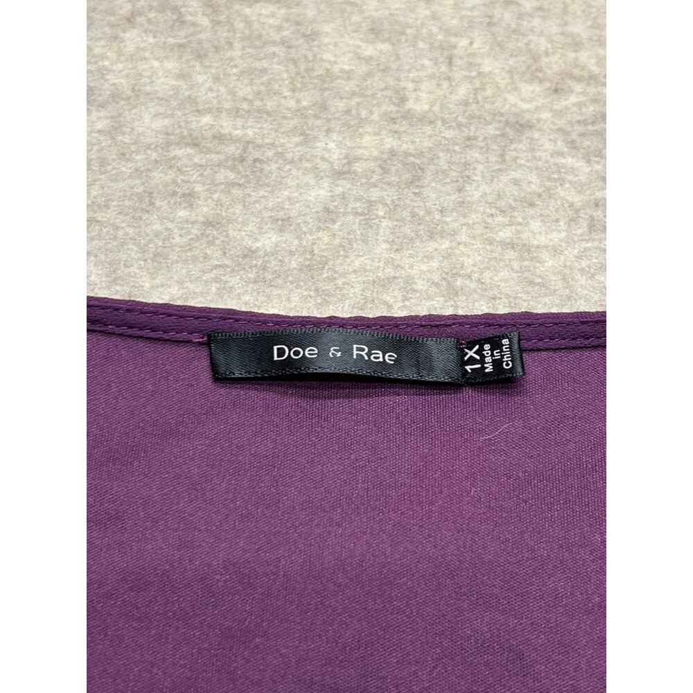 Doe & Rae Purple Short Sleeve With Lace Trim Mini Dress Size 1X - Picture 4 of 10